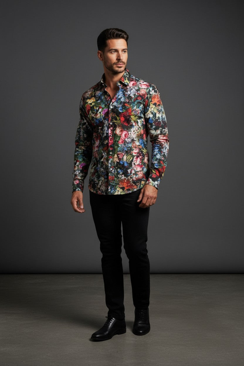 Floral Abstract Fusion Shirt – Artful Detail, Luxe Comfort
