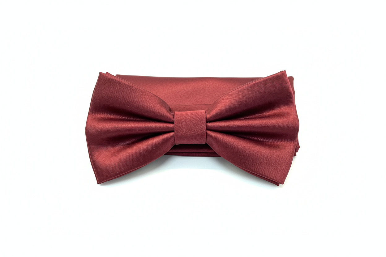 Solid Pre-Tied Bow Ties & Hankies