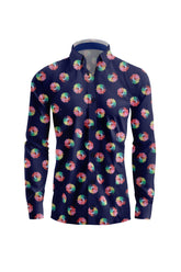 Celestial Bloom Navy Elegance Casual Shirt