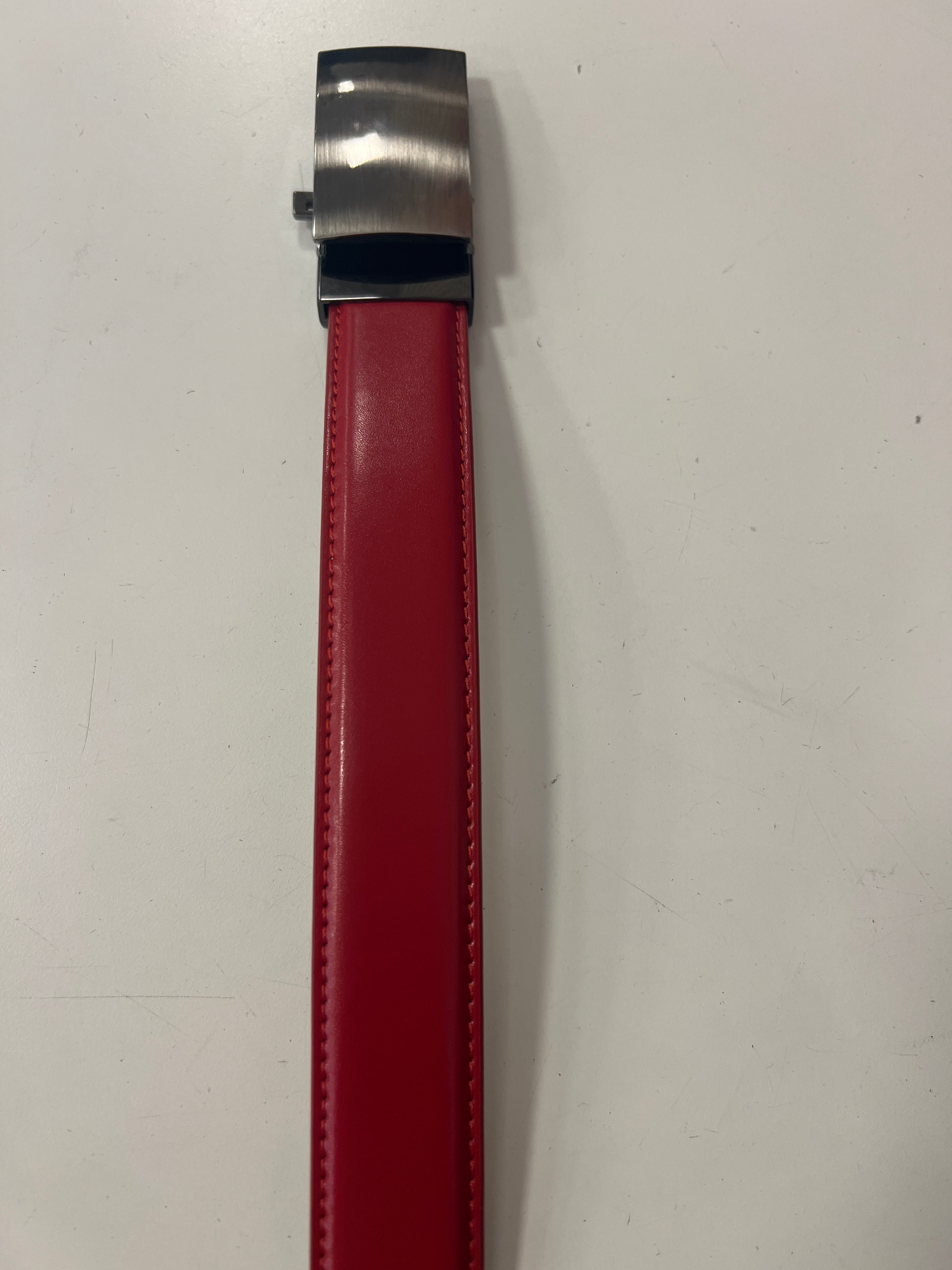 Men's Red Leather Ratchet Belt