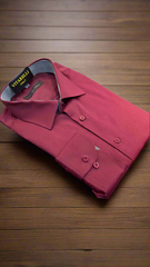 Vitarelli Slim Fit Dress Shirt with French Cuff Option and Standard Buttons – Burgundy and Blue