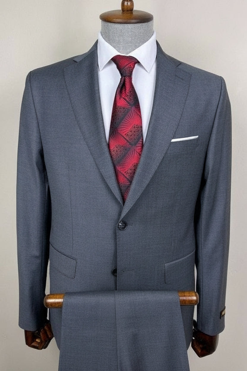 Vercini Regent Charcoal Wool Suit - Premium 100% Wool Tailored Fit