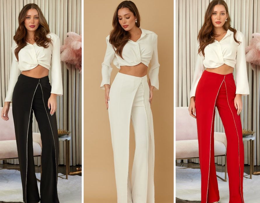 HIGH WAISTED WIDE LEG TROUSERS