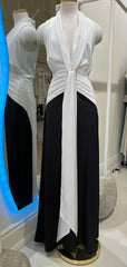 SredOPHISTICATED BLACK AND WHITE LONG DRESS