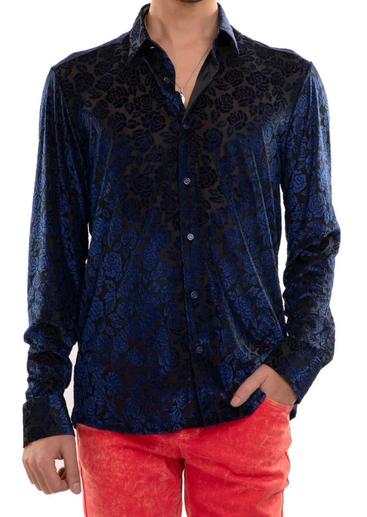 Floral Burnout Velvet Shirt