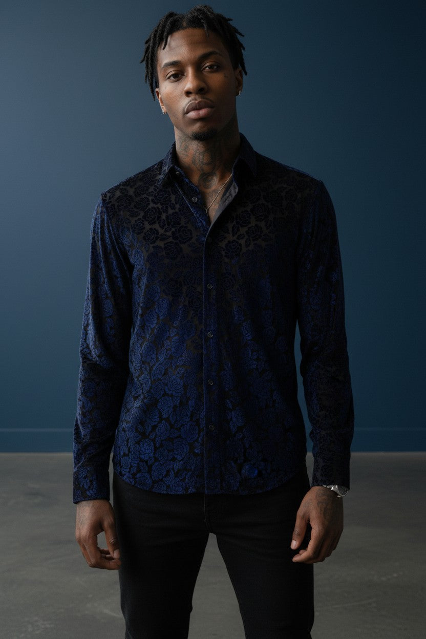 Floral Burnout Velvet Shirt