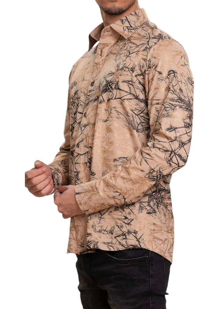 Elegant Men’s Long-Sleeve Shirt – Modern Abstract Design