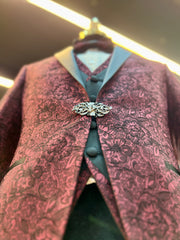 Burgundy Classic Crochet Tuxedo for a Distinguished Look