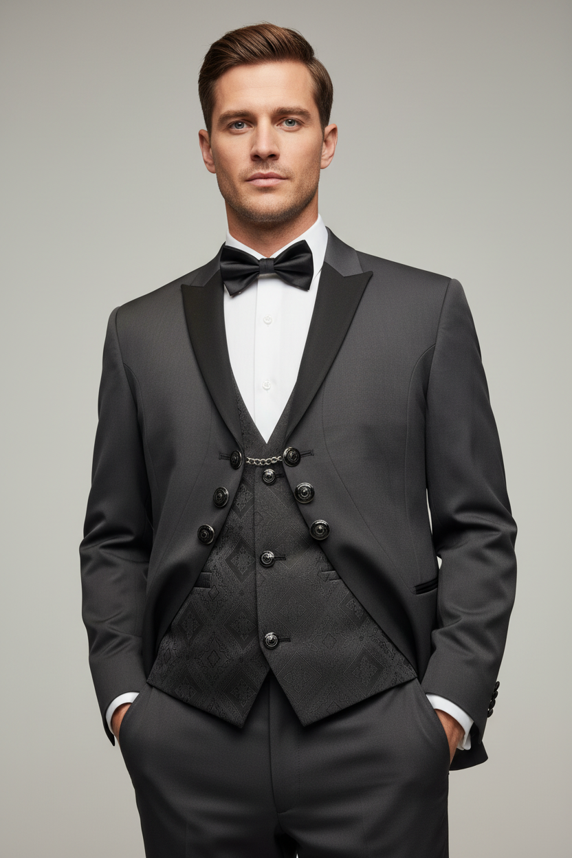 Black Tuxedo with 6-Button Front Jacket
