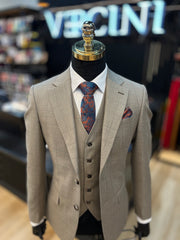 Brown Suit with Stylish Square Pattern – Classic & Sophisticated Look