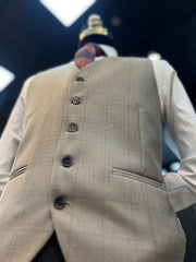 Brown Suit with Stylish Square Pattern – Classic & Sophisticated Look