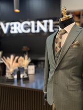 Refined Elegance: Light Green 3-Piece Suit with Subtle Stripes