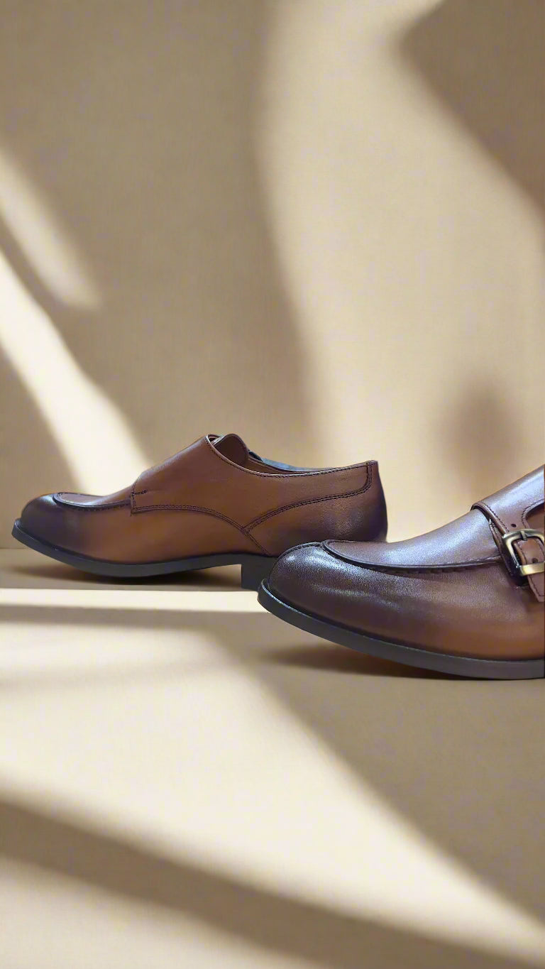 Handcrafted Double Monk Strap Leather Shoe