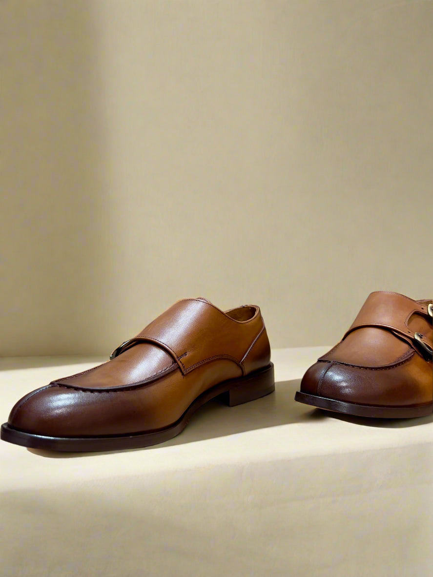 Handcrafted Double Monk Strap Leather Shoe
