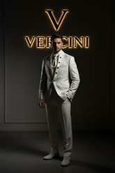 Ivory Floral Jacquard Tuxedo with Gold Accents