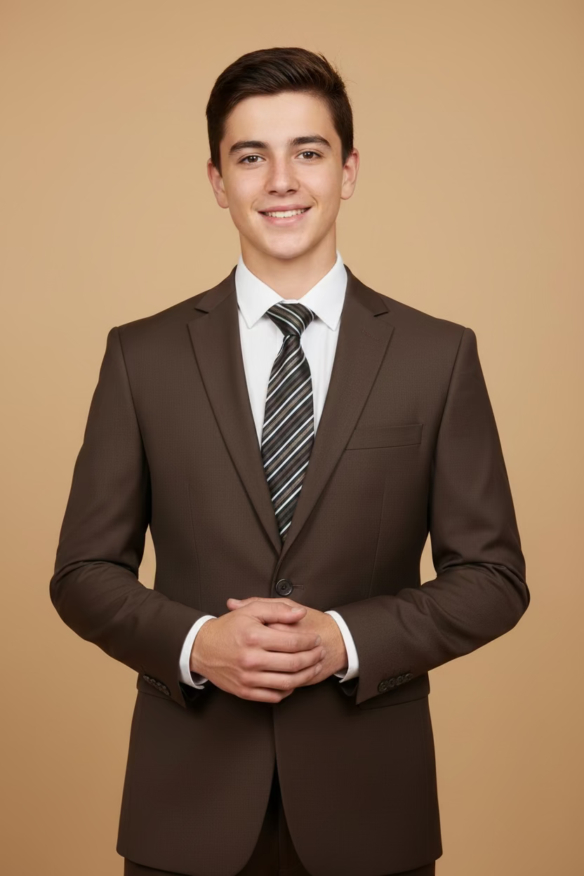 Boys Classic Chocolate Brown Suit Set – 5 Piece Formal Outfit