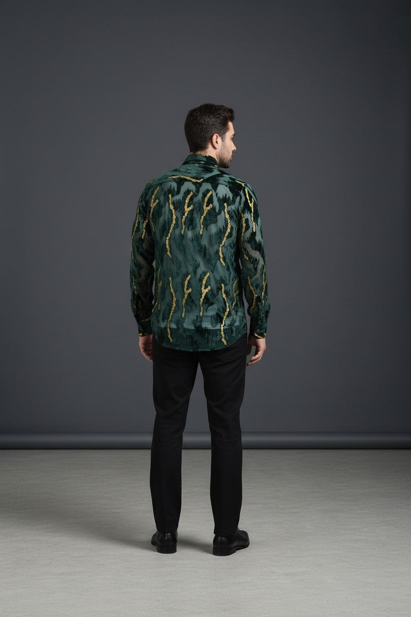 GREEN LONG SLEEVES SHIRT G-7580-38