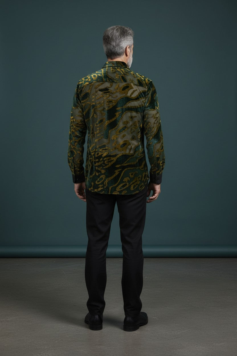 Men's Green & Gold Casual Shirt