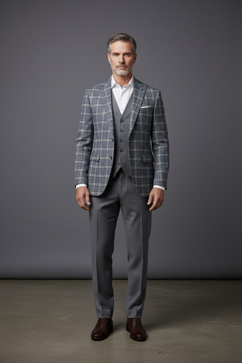 Vercini Classic Plaid Slim Fit Suit - Modern Tailored Menswear