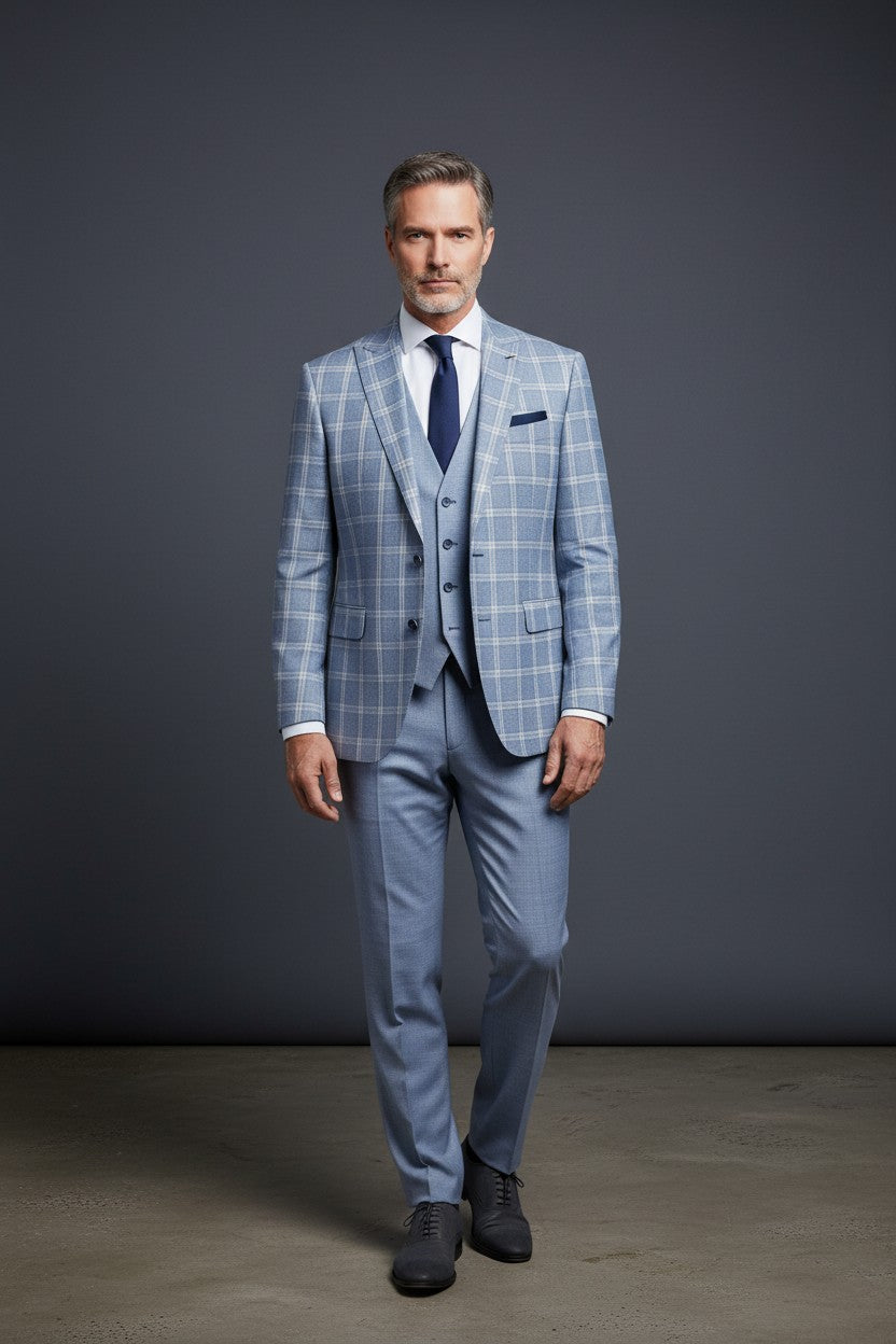 Vercini Classic Plaid Slim Fit Suit - Modern Tailored Menswear