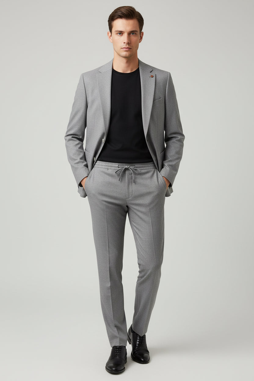 Vercini Classic Elegance Two-Piece Suit in Charcoal and Beige