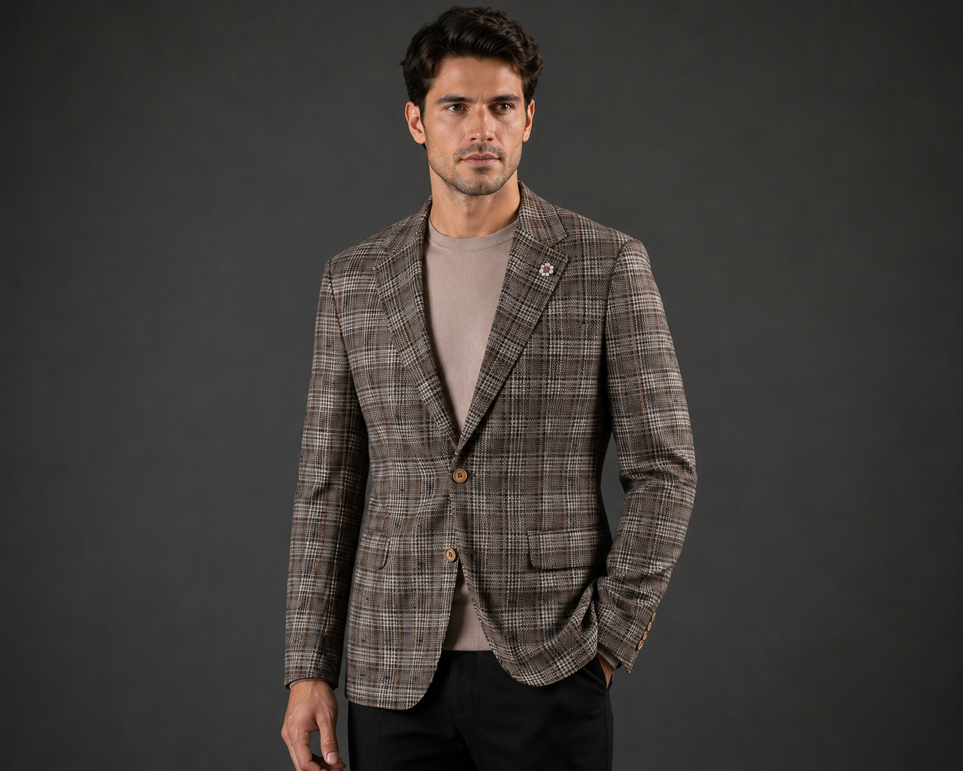 Slim Fit Plaid Sport Coat – Brown & Purple
