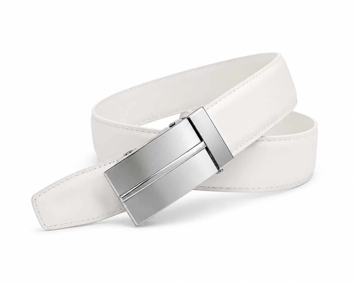 Sleek Auto-Adjust Leather Belt with Brushed Buckle
