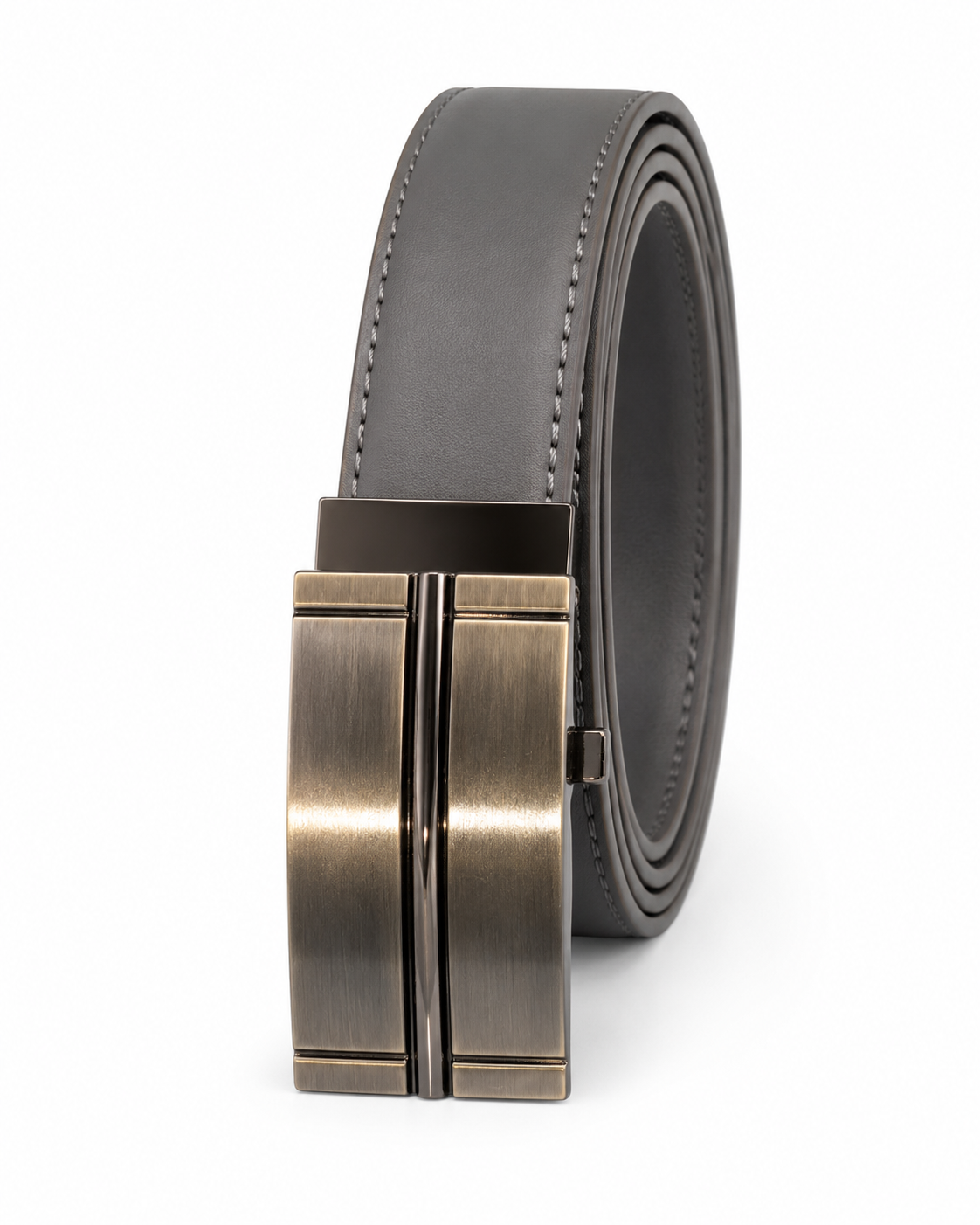 Sleek Auto-Adjust Leather Belt with Brushed Buckle