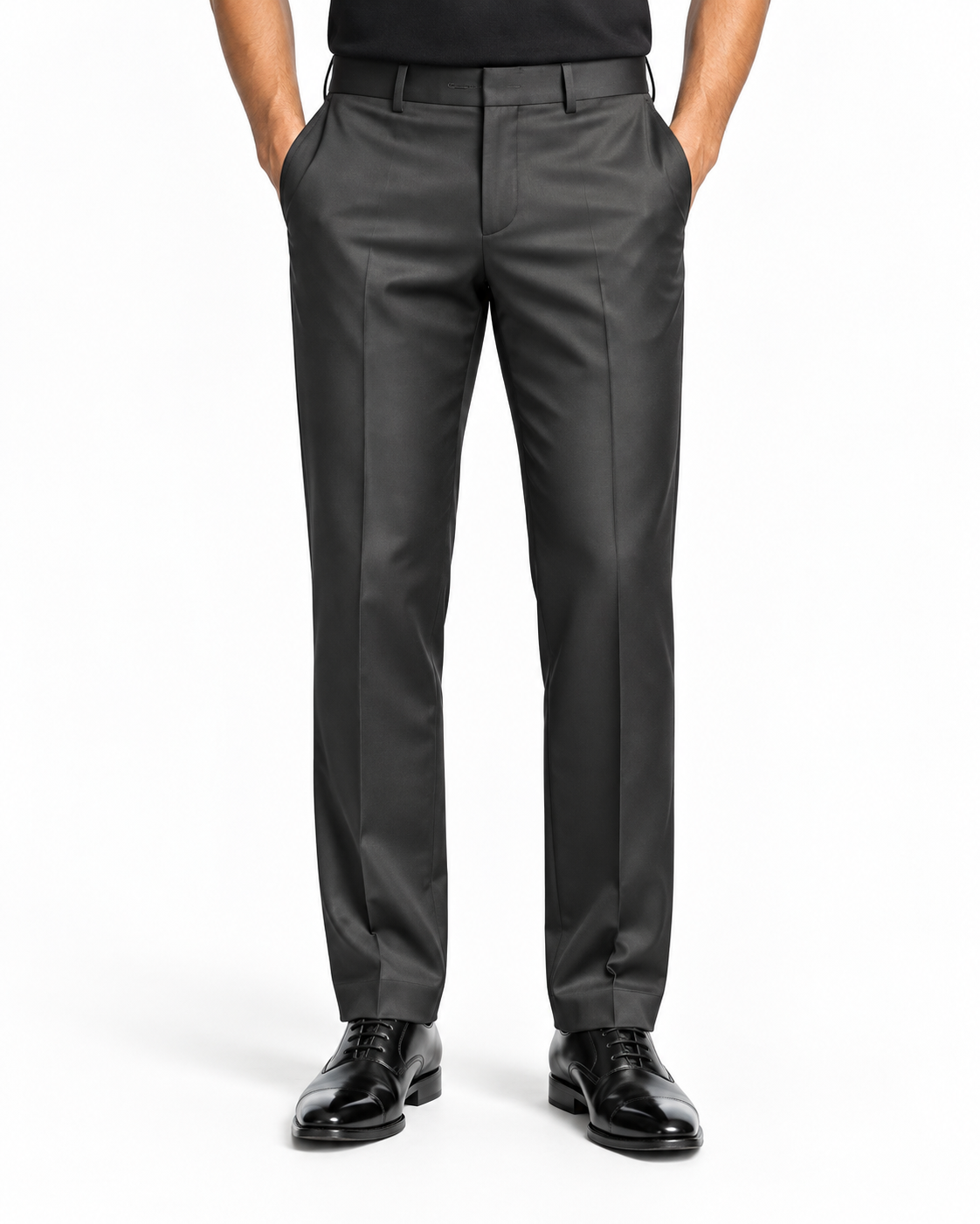 Men’s High-Shine Black Tailored Suit Pants