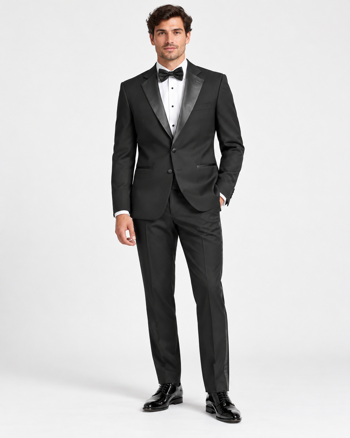 Men’s Black Satin Notch Lapel Tuxedo