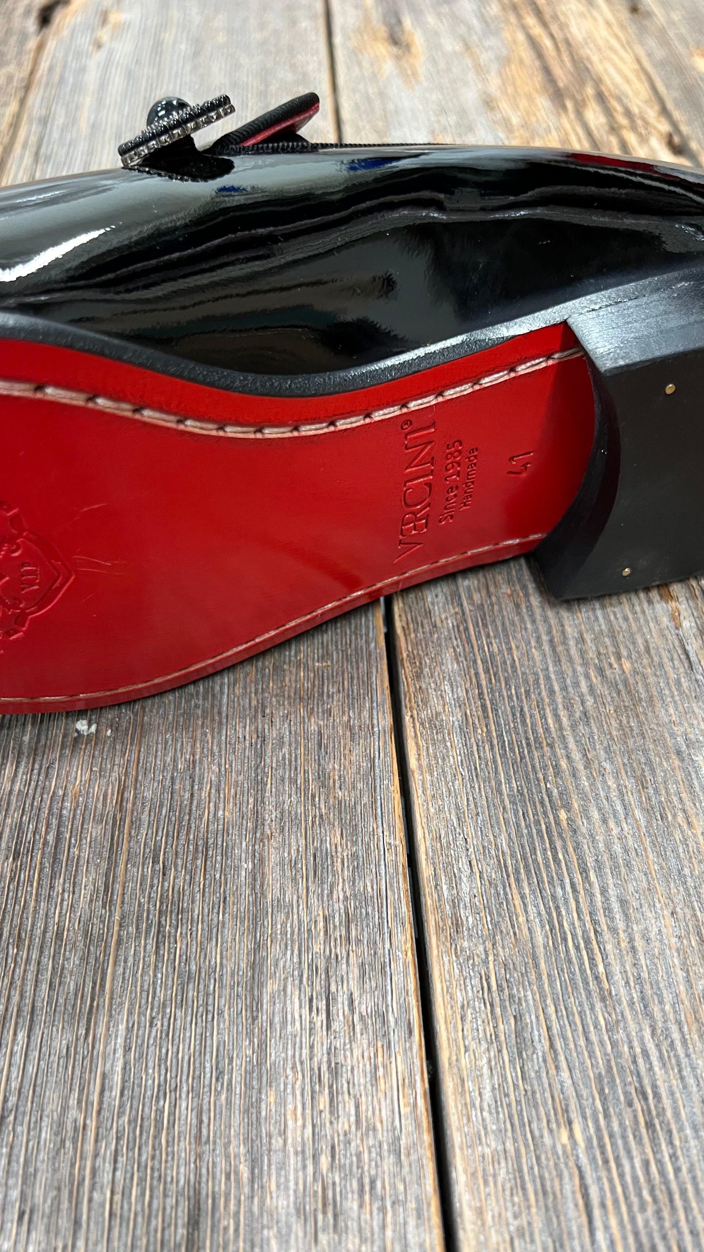 VERCINI Bold Red-Sole Patent Loafers