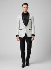 BLACK POLKA DOT PATTERN BLAZER