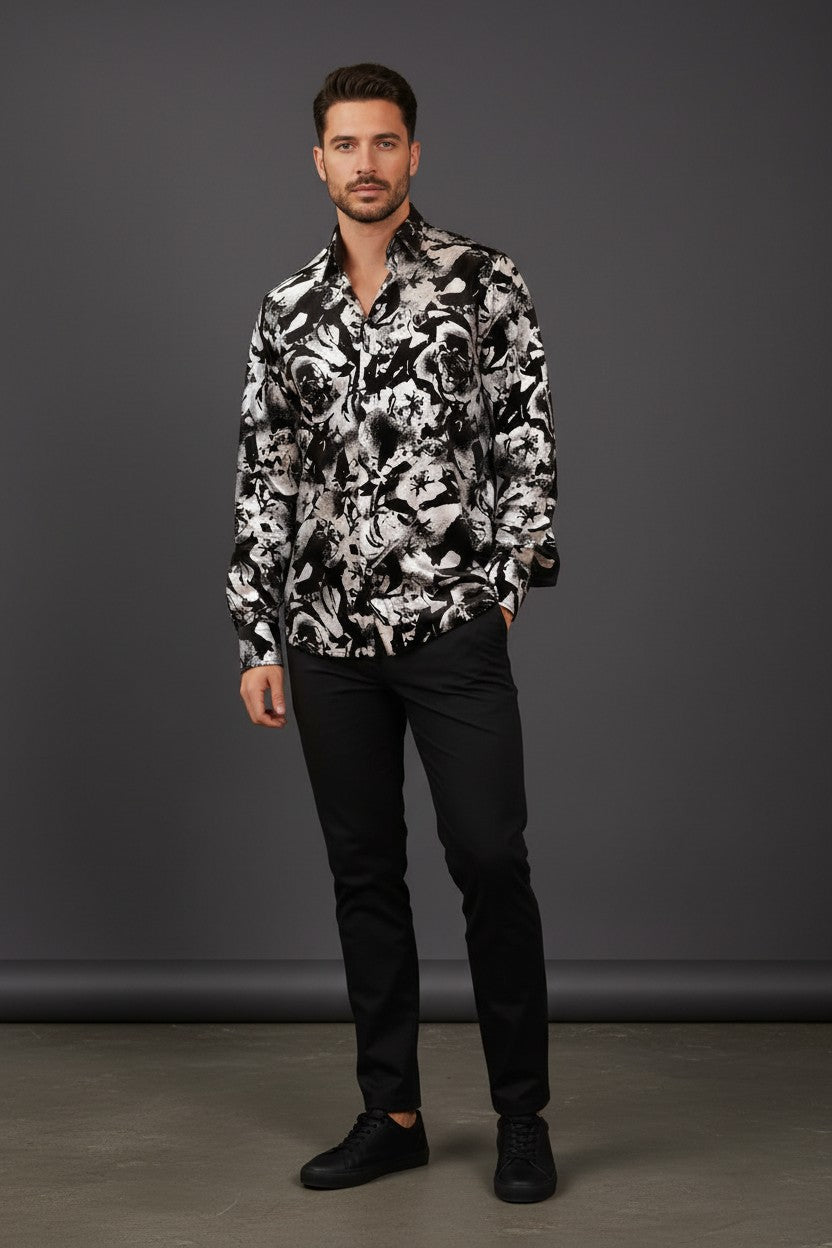 Vercini “Noir Bloom” Statement Shirt