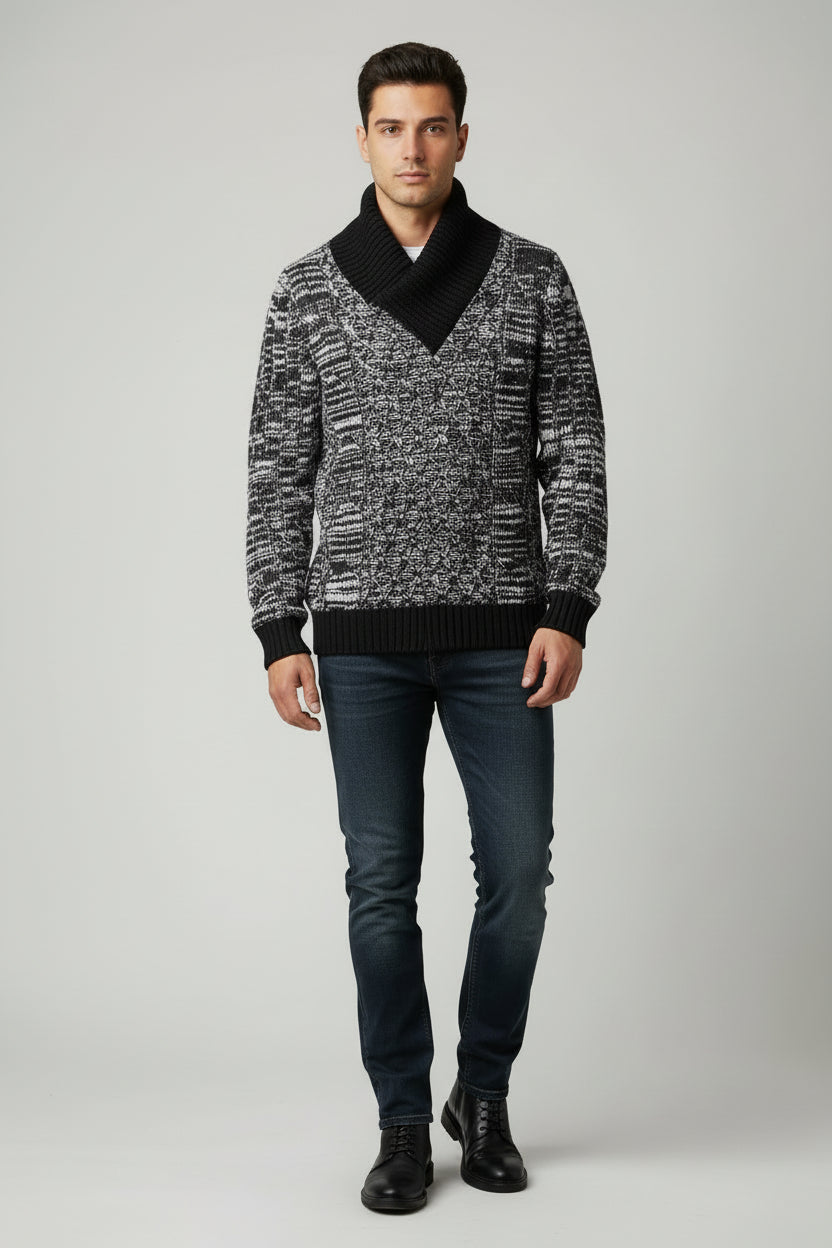 Men’s VERCINI Textured Knit Sweater with Zip Neck