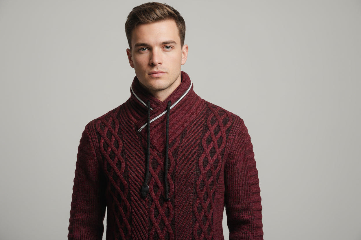 Men's VERCINI cable knit zip neck sweater
