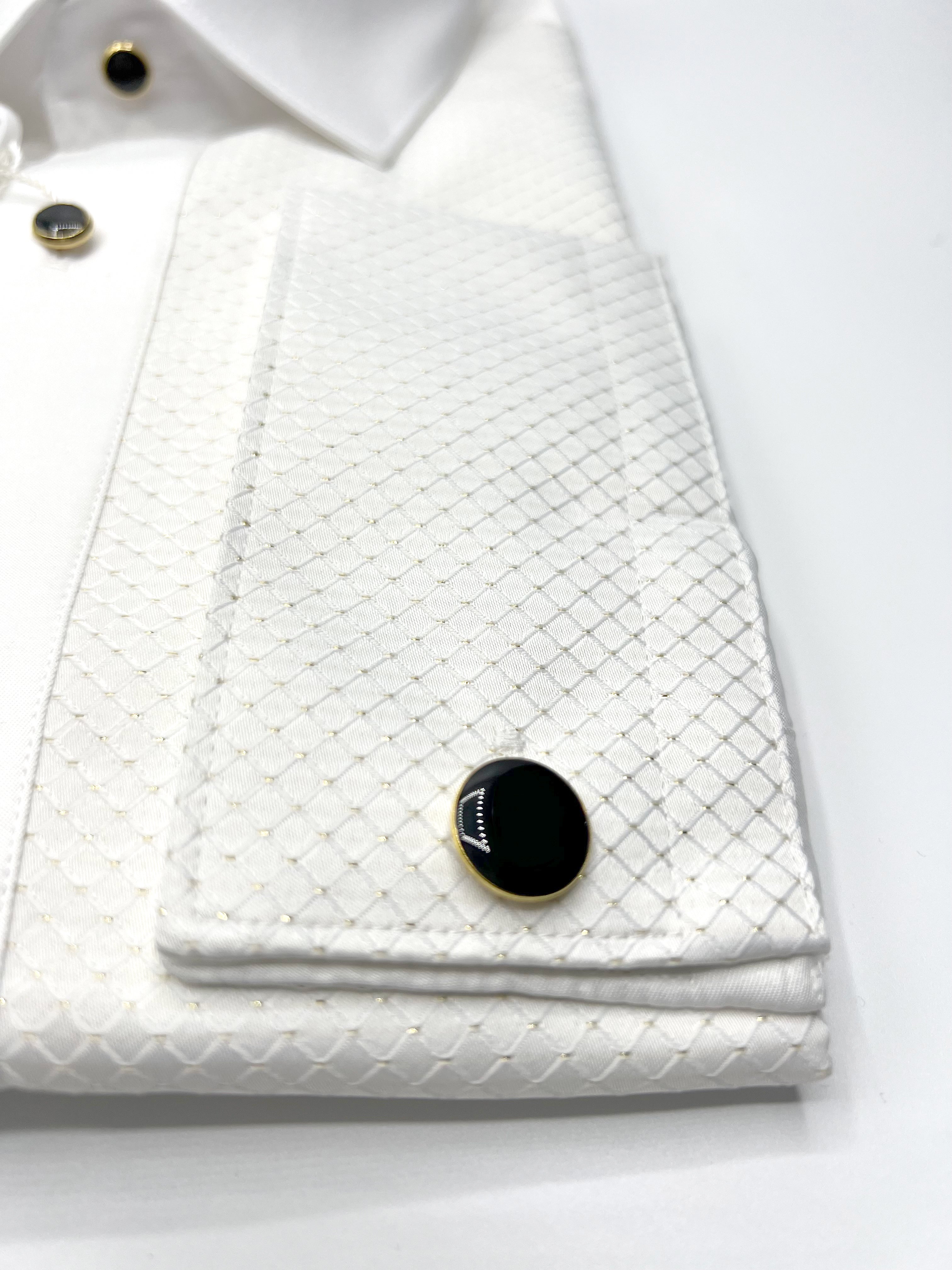 Vercini Pin Dot Embellished Mesh Elegance Dress Shirt