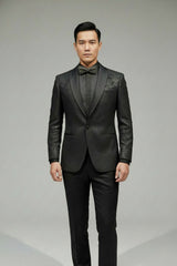 Vercini Black Sparkling Floral Tuxedo