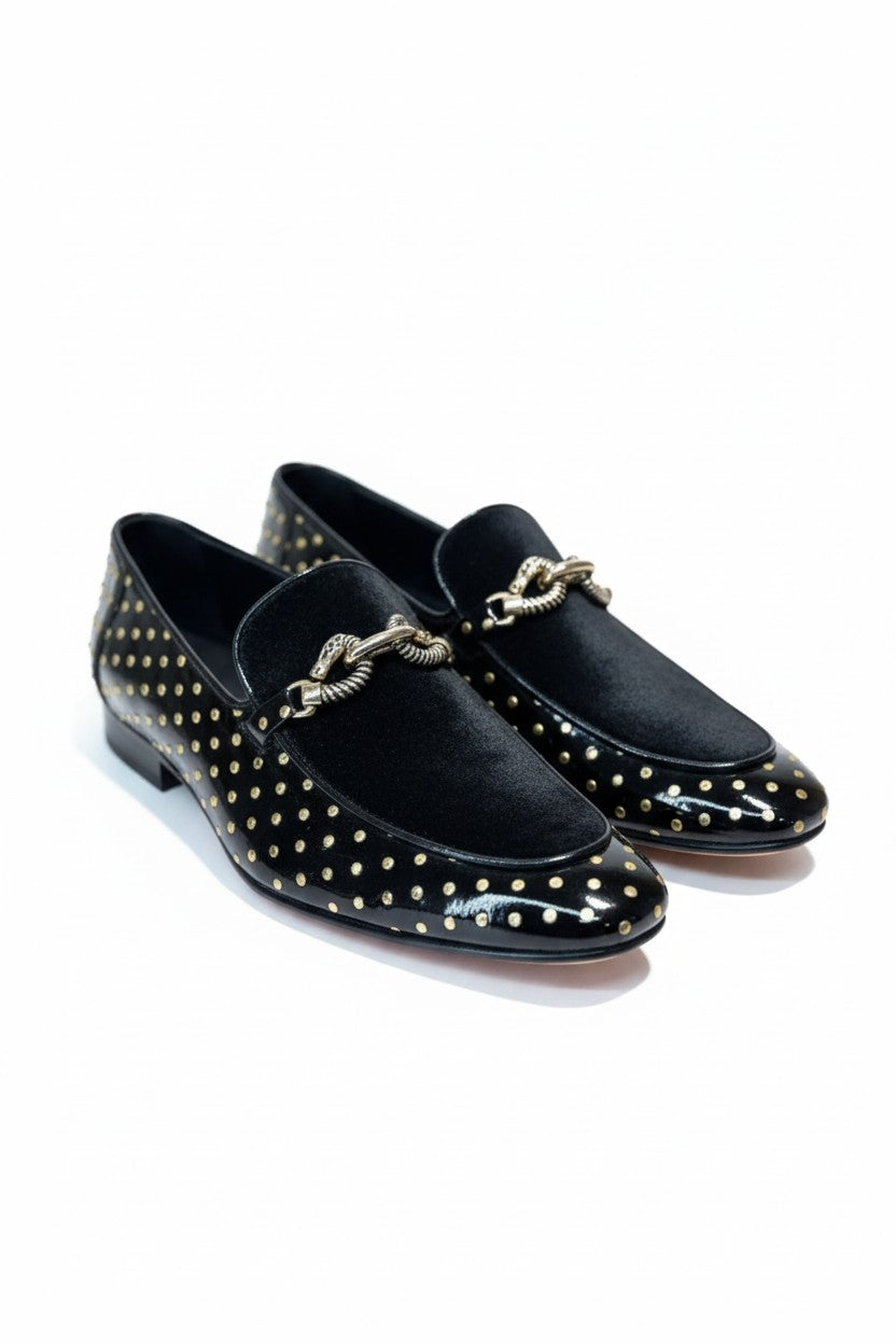 gold/blk shoes velvet