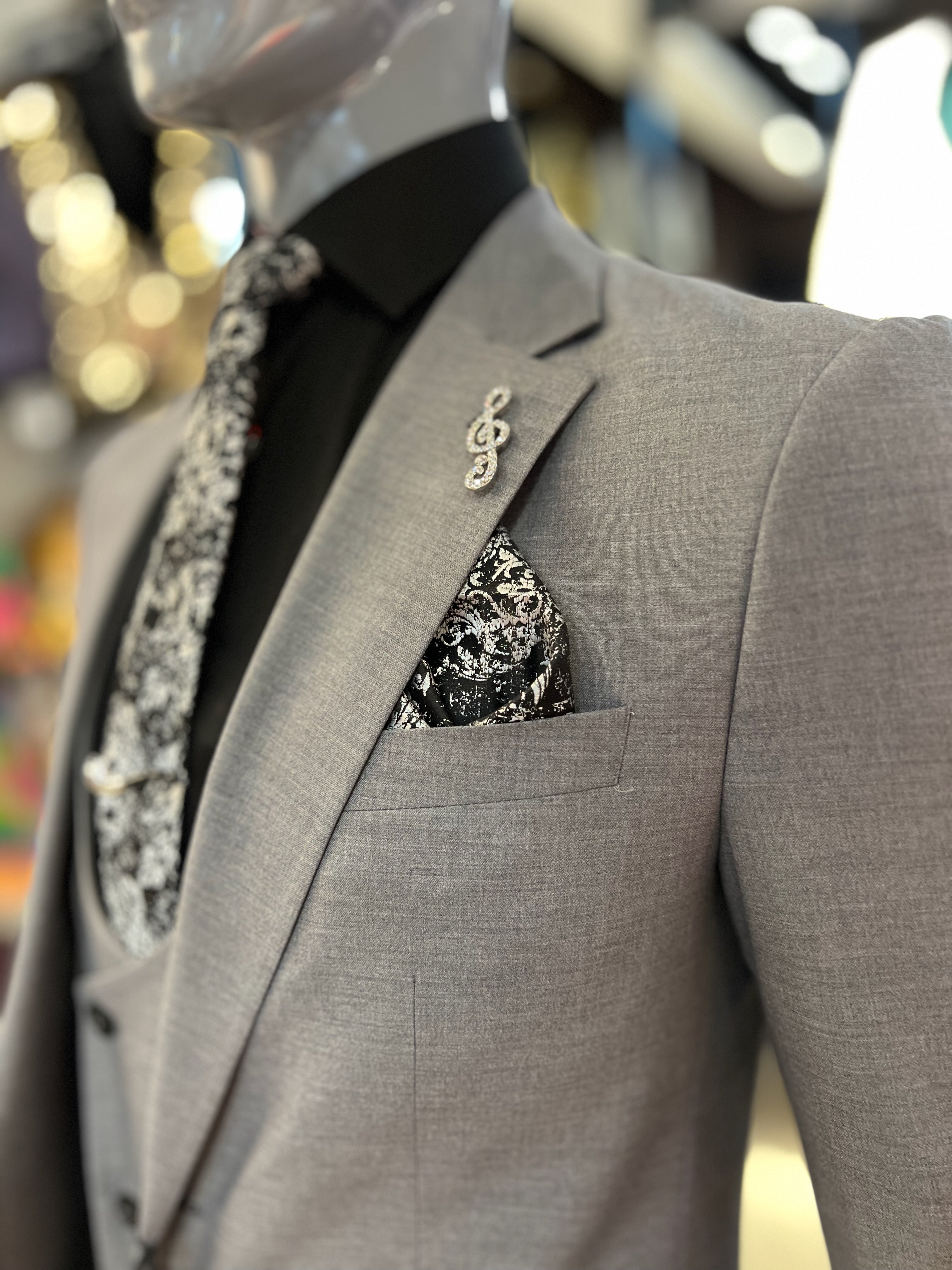 Heather Gray Three-Piece Suit | Vercini Elegance Collection