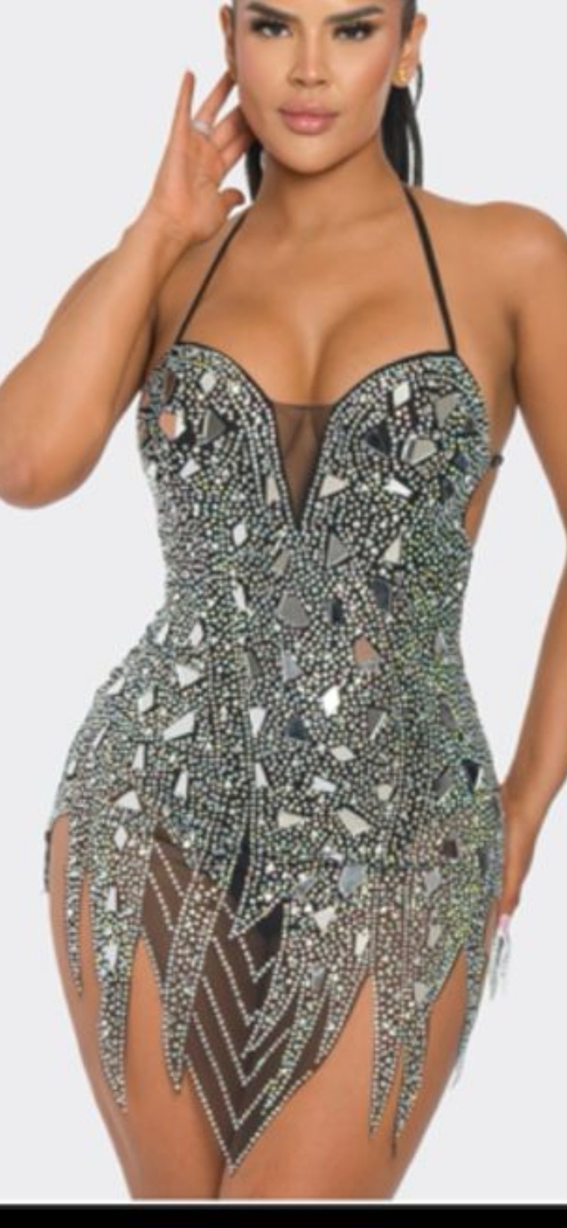 DRESS WITH REFLECTIVE MIRRORS