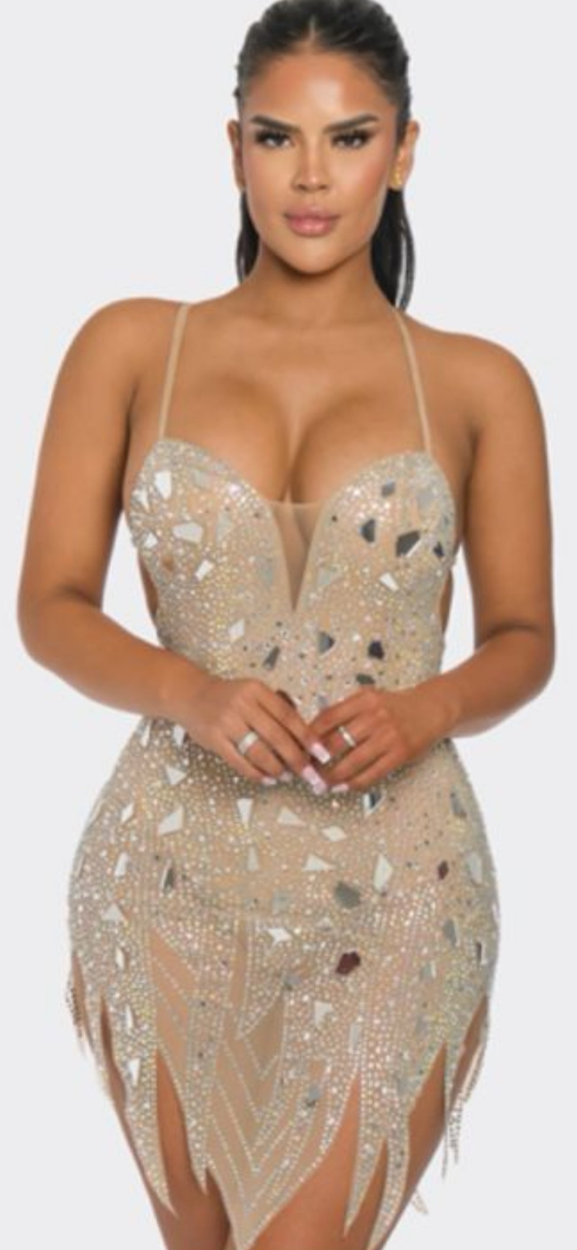 DRESS WITH REFLECTIVE MIRRORS