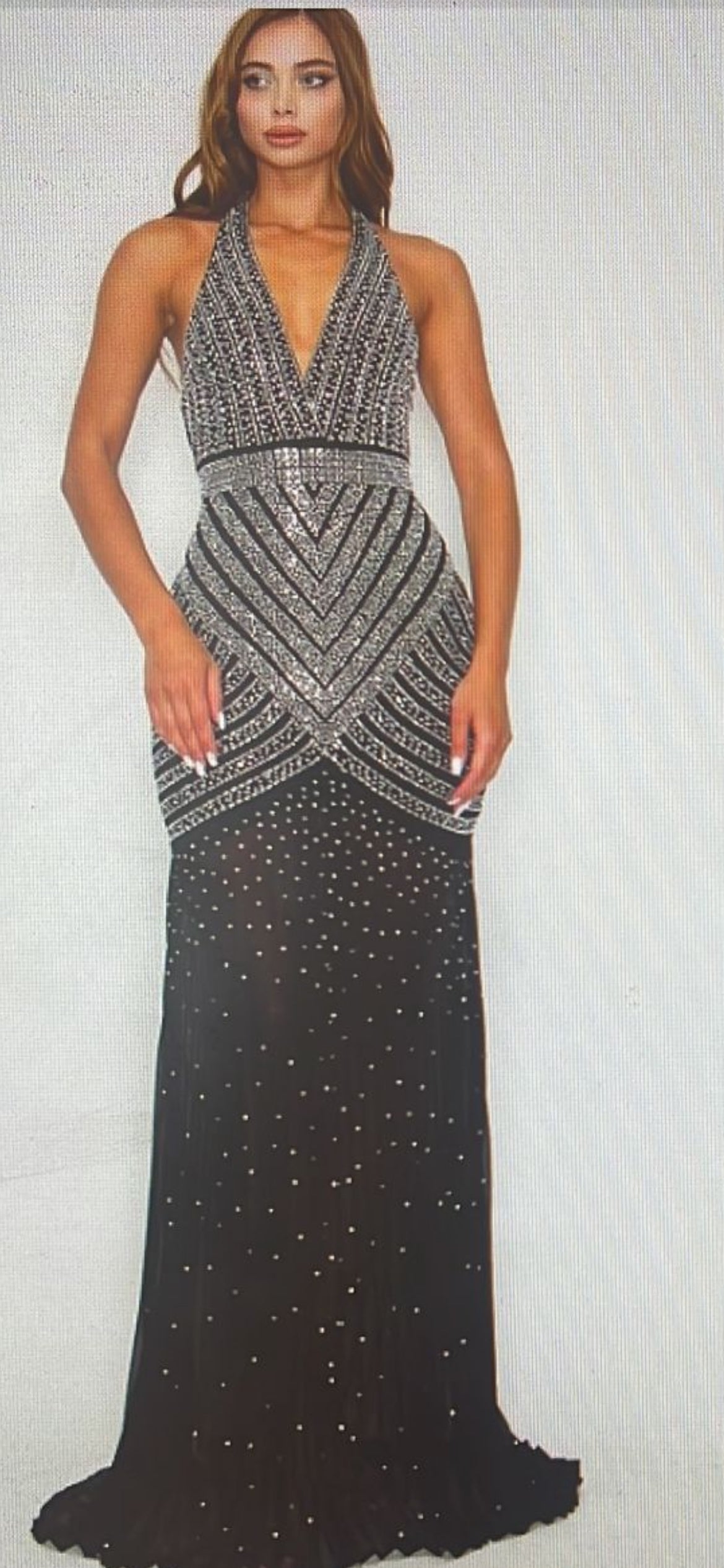 DEEP V CUT SHIMMERING GOWN