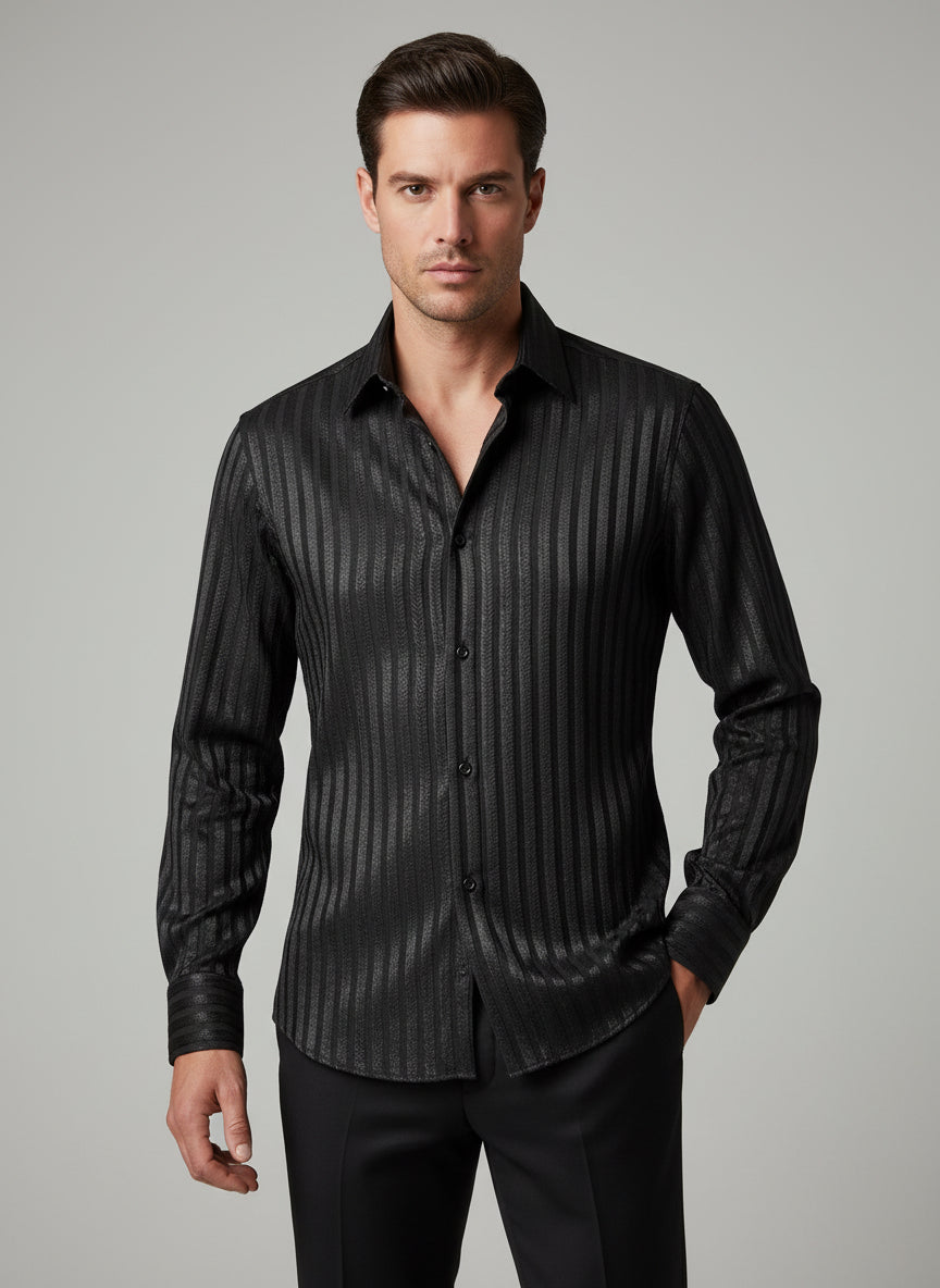 VERCINI PATTERN VERTICAL STRIPES SHIRT