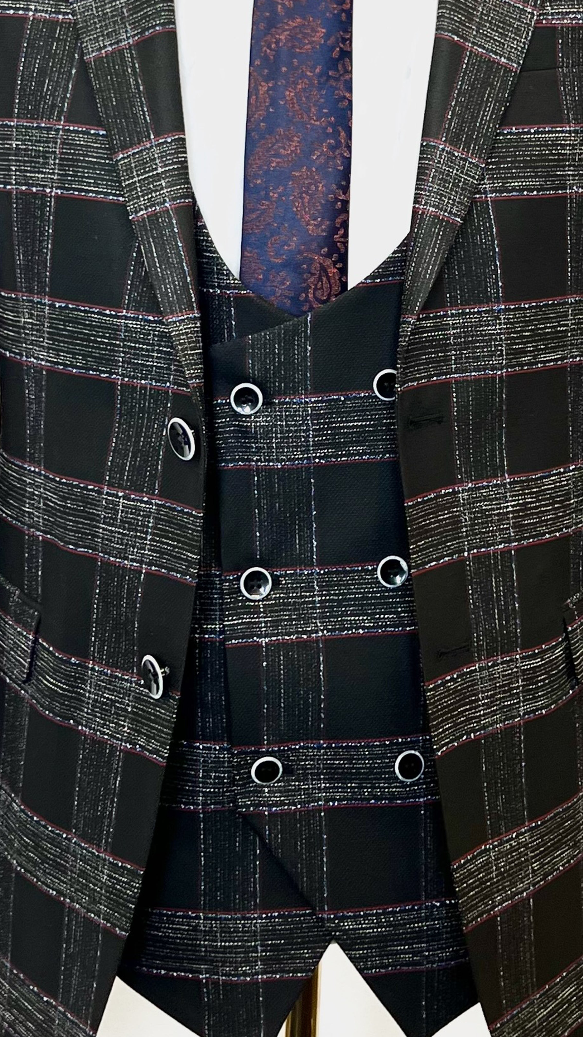 Men's Checked Three-Piece Suit by Vercini