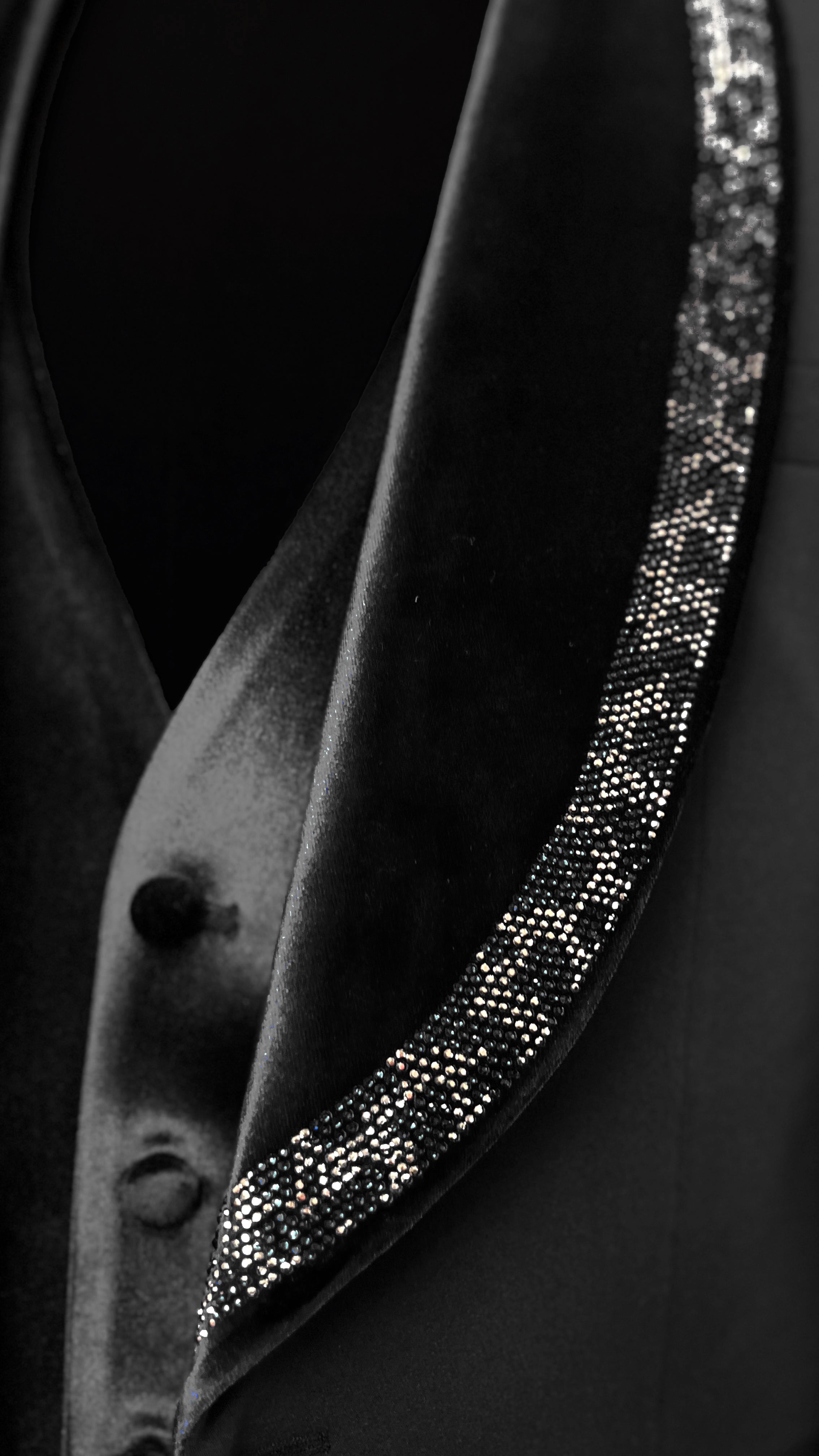 Men's Deep Blue Velvet Tuxedo with Crystal Embellished Lapel - Vercini