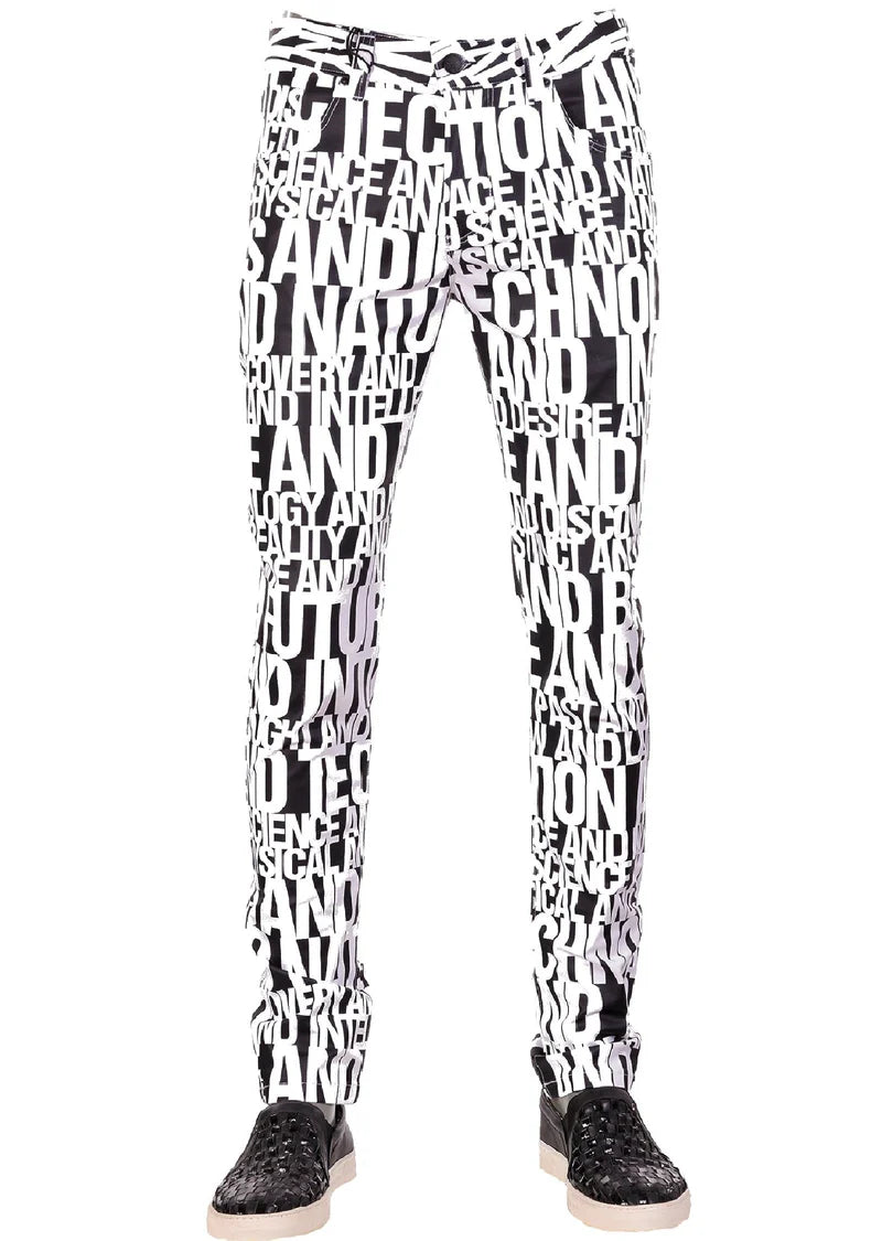 WHITE ALPHABEL PRINT LUXE PANTS