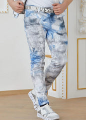 Cloud Tie-Dye Slim Straight Jeans