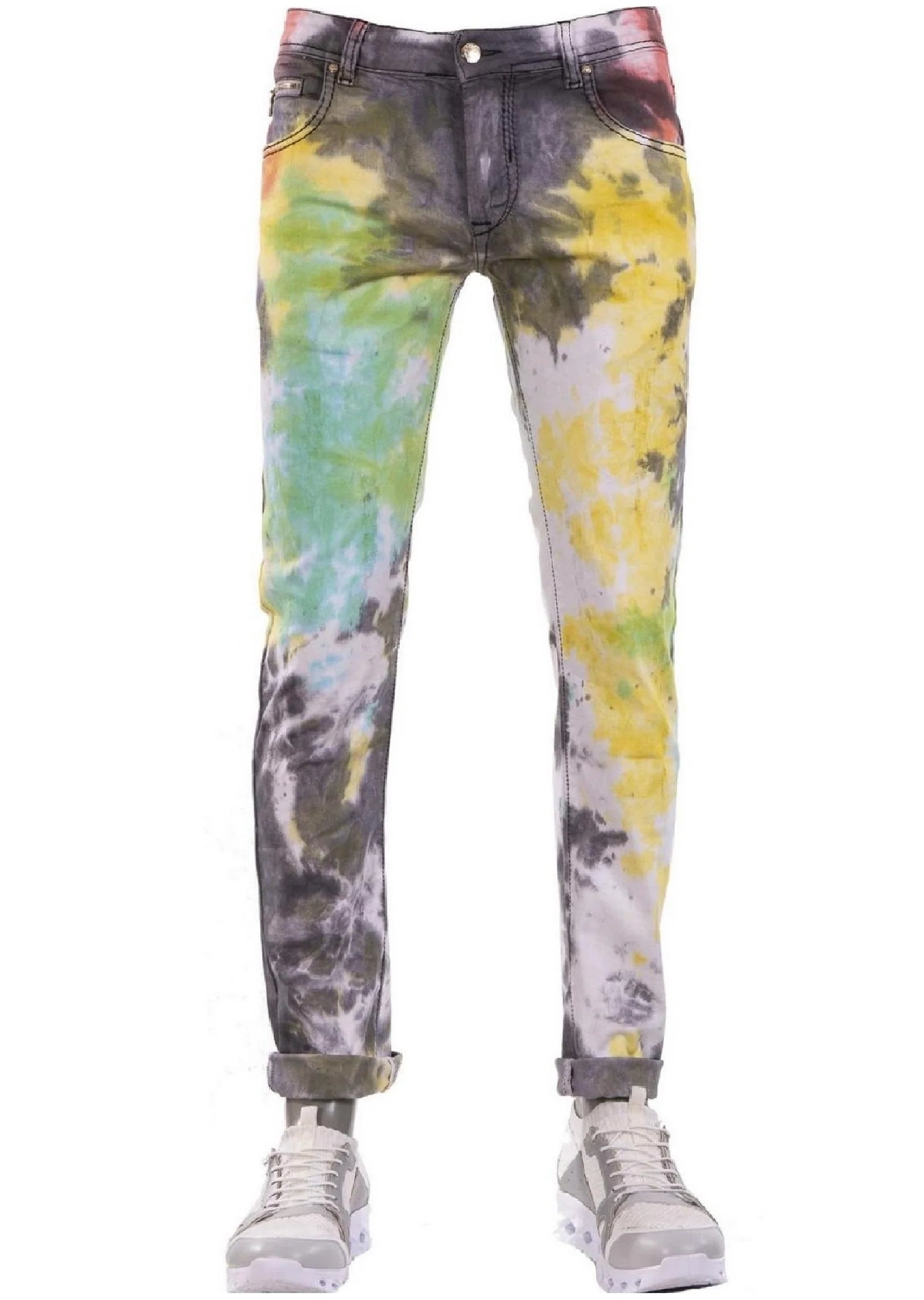 White Green Cloud Tie-Dye Jeans PANTS Mondo Collection Vercini