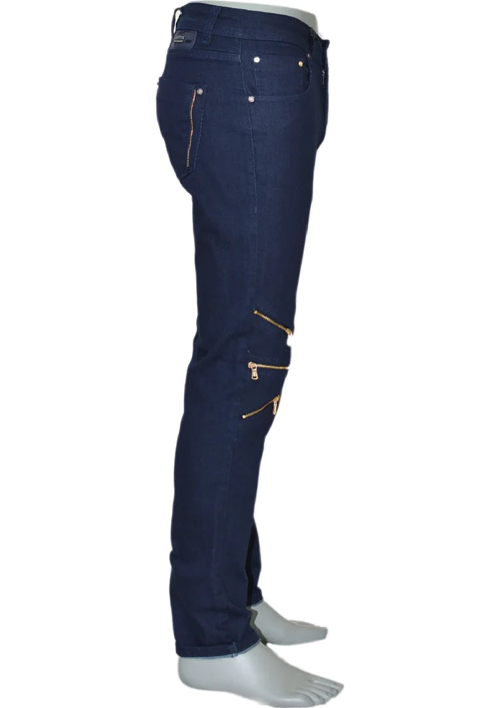 Jeans Gold Zipper Biker