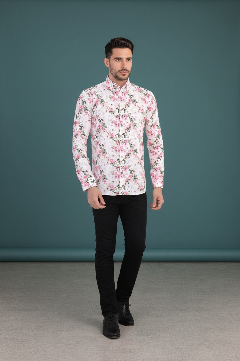 Vercini Blossom Harmony Pink Floral Shirt